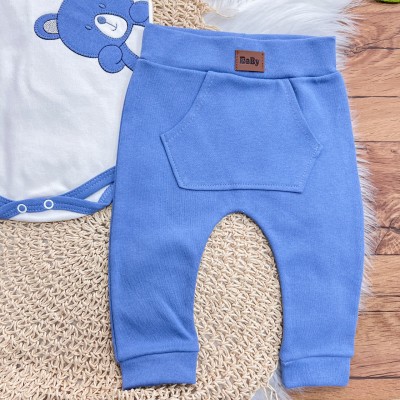 Conj. de Malha 3 peças - Bear - Mescla e Azul